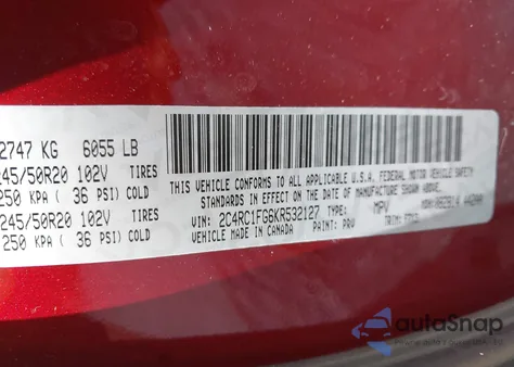 2019 Chrysler Pacifica Touring Plus from USA, damaged, VIN 2C4RC1FG6KR532127